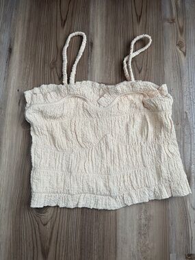 Lush Cream Smocked Spaghetti Strap Cami